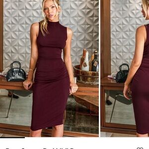CUPSHE Elegant Burgundy Sleeveless Dress